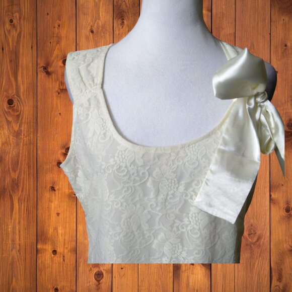 Kenar Women's Large Lace Floral  Coquette Boho Cottagecore Sleeveless Tie Accent - Picture 3 of 7